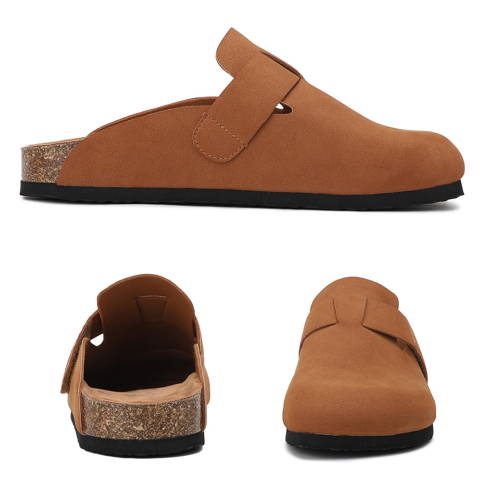 Mules et Sabots Femme Chaussons Cuir Fermé Sandales Confortable Pantoufles pour Intérieur et Extérieur EU36-41