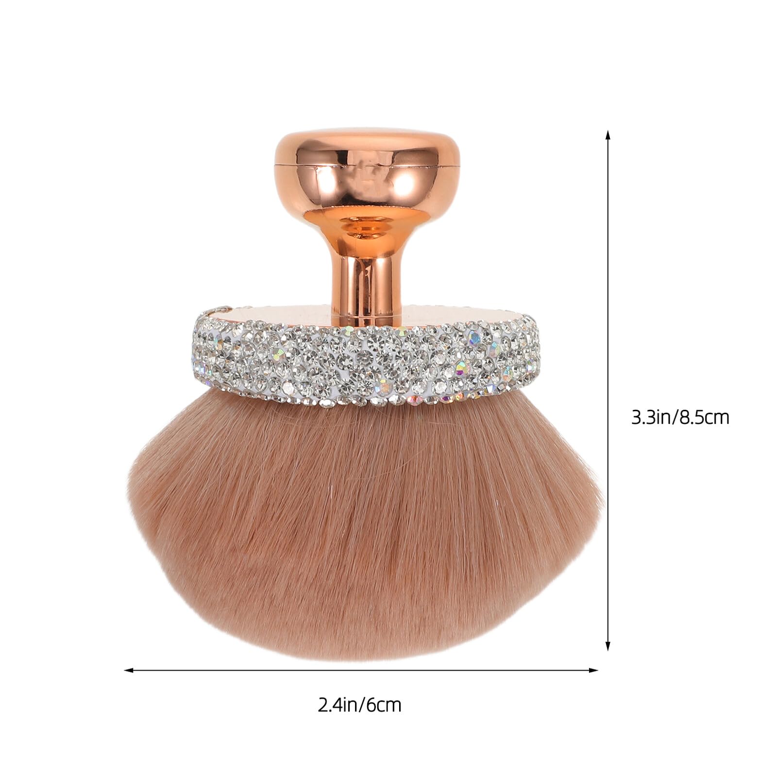 Brocha para Polvos Sueltos y Rubor Cerdas Suaves Forma de Hongo Diseño Lujoso Gemas de Imitación Tamaño Pequeño Portátil Aplicador Facial para Maquillaje de Base y Polvos