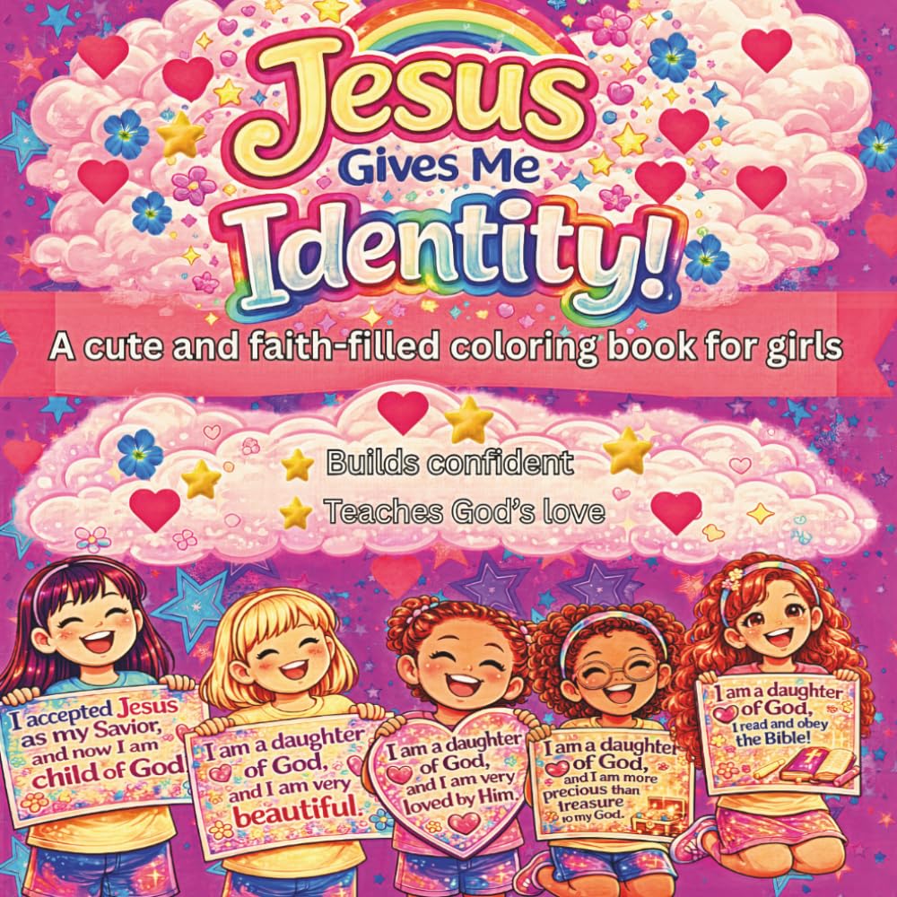 Coloring book: Jesus gives me identity: Christian art for girls