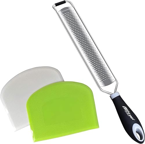 Rizador de limón de acero inoxidable profesional y raspador de tazón flexible