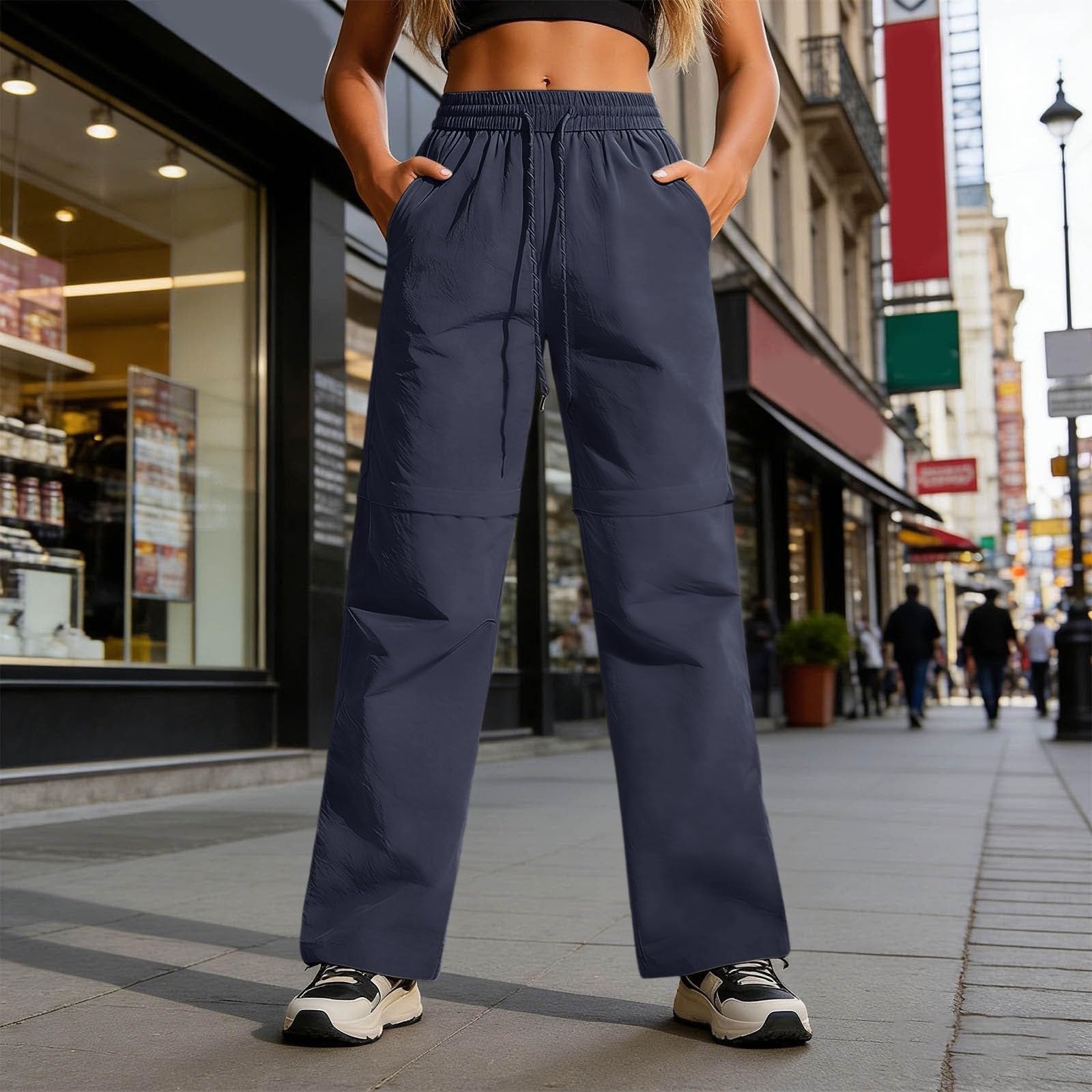 Pantalones de senderismo para mujer, pantalones funcionales, impermeables, múltiples bolsillos, cintura elástica, pantalones de trekking, pantalones de ocio, cómodos, transpirables, mantienen la forma