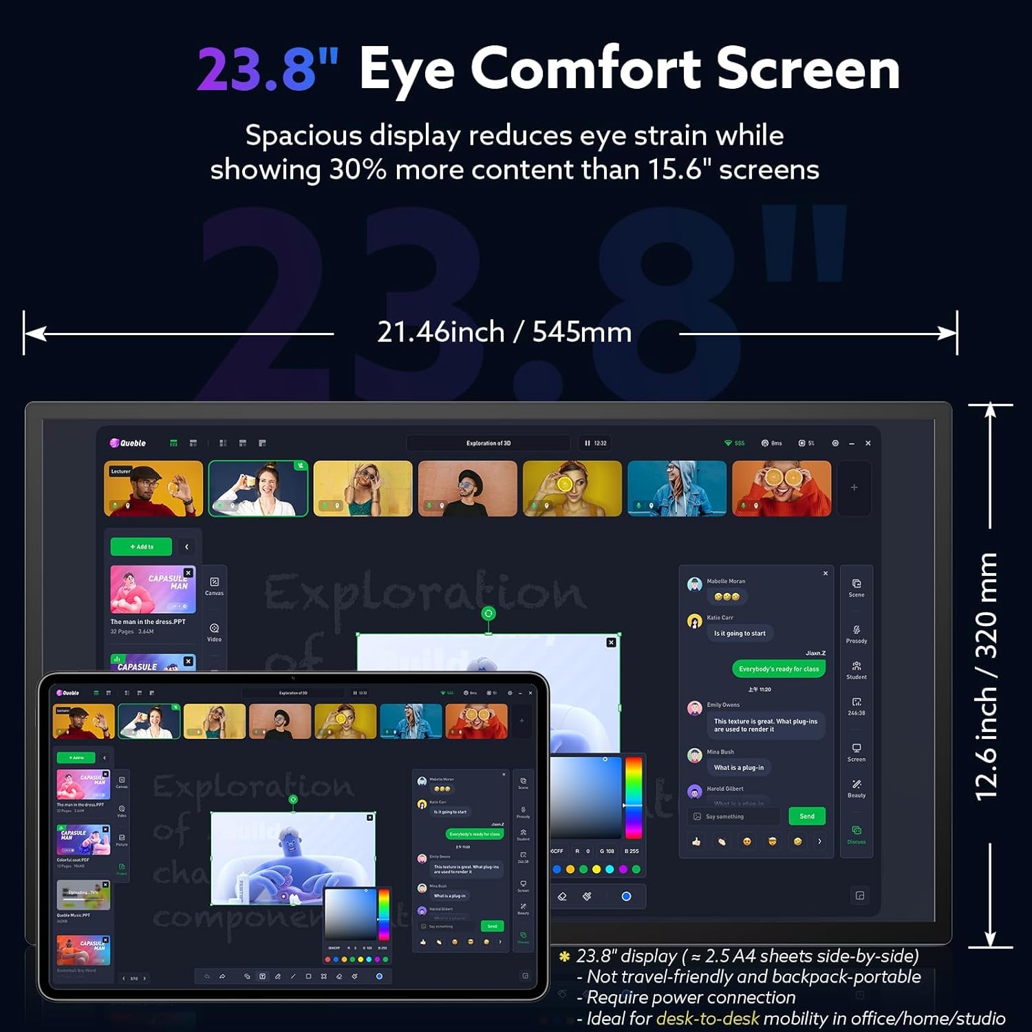 23.8'' Portable Monitor 2.5K 180Hz QHD 1440p, VESA USB-C HDMI Laptop Screen Extender, Built-in Stand Speakers for Laptop Mac PS4/5 Xbox Switch