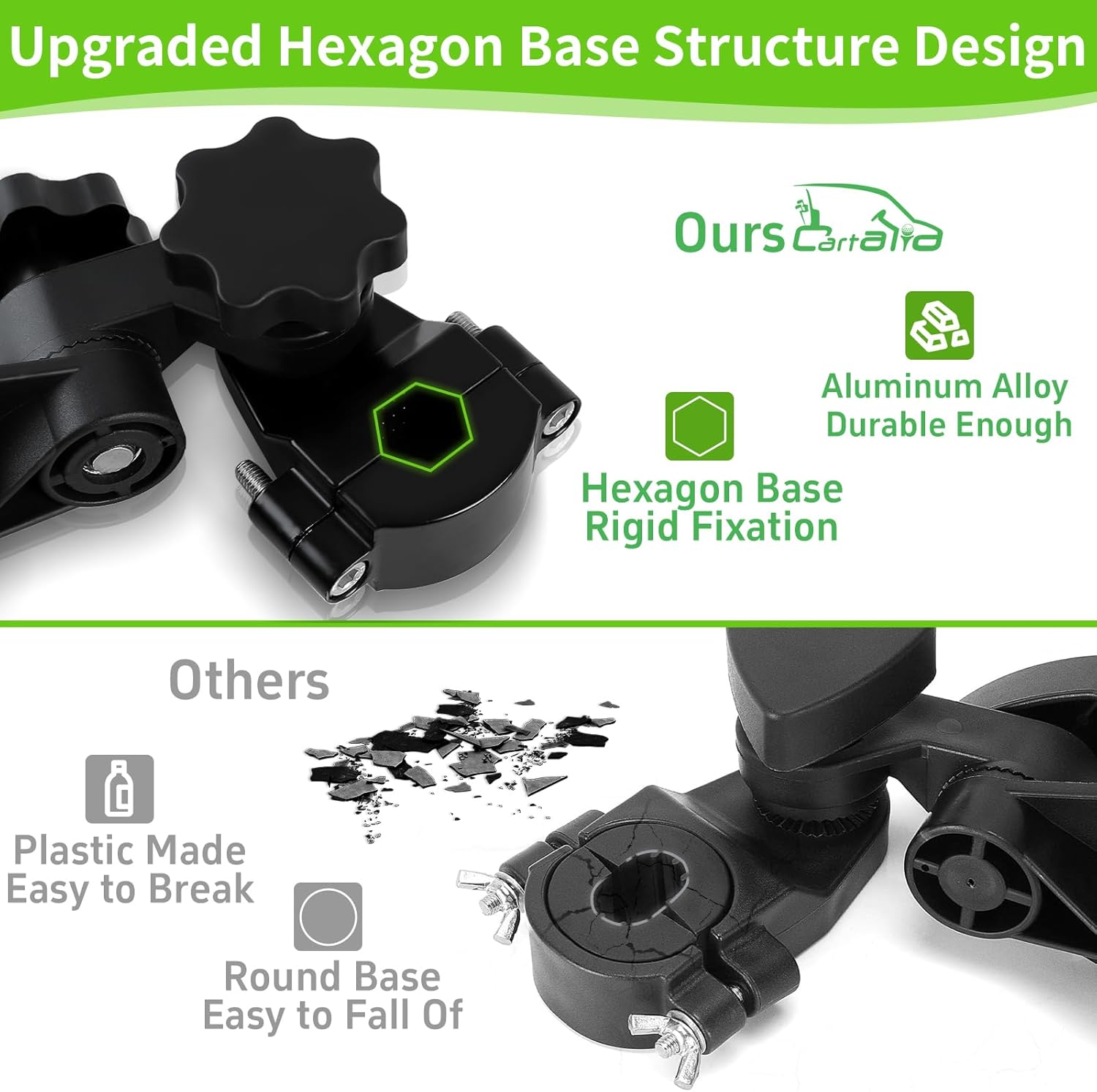 Heavy Duty Golf Push Cart Umbrella Holder, Upgraded Aluminium Alloy Base Ultra Windproof, Universal Umbrella Stand for Electric Lawn Mower, Stroller, Wheelchair, Mobility Scooter, Beach Chair - Image 3