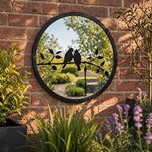 Sun Catcher Garden Decor Two Little Birds Garden Mirror Range of Sizes Round Mirror Outside Rust Resistant Acrylic Fixings Included Gift 33cm / 13 inch