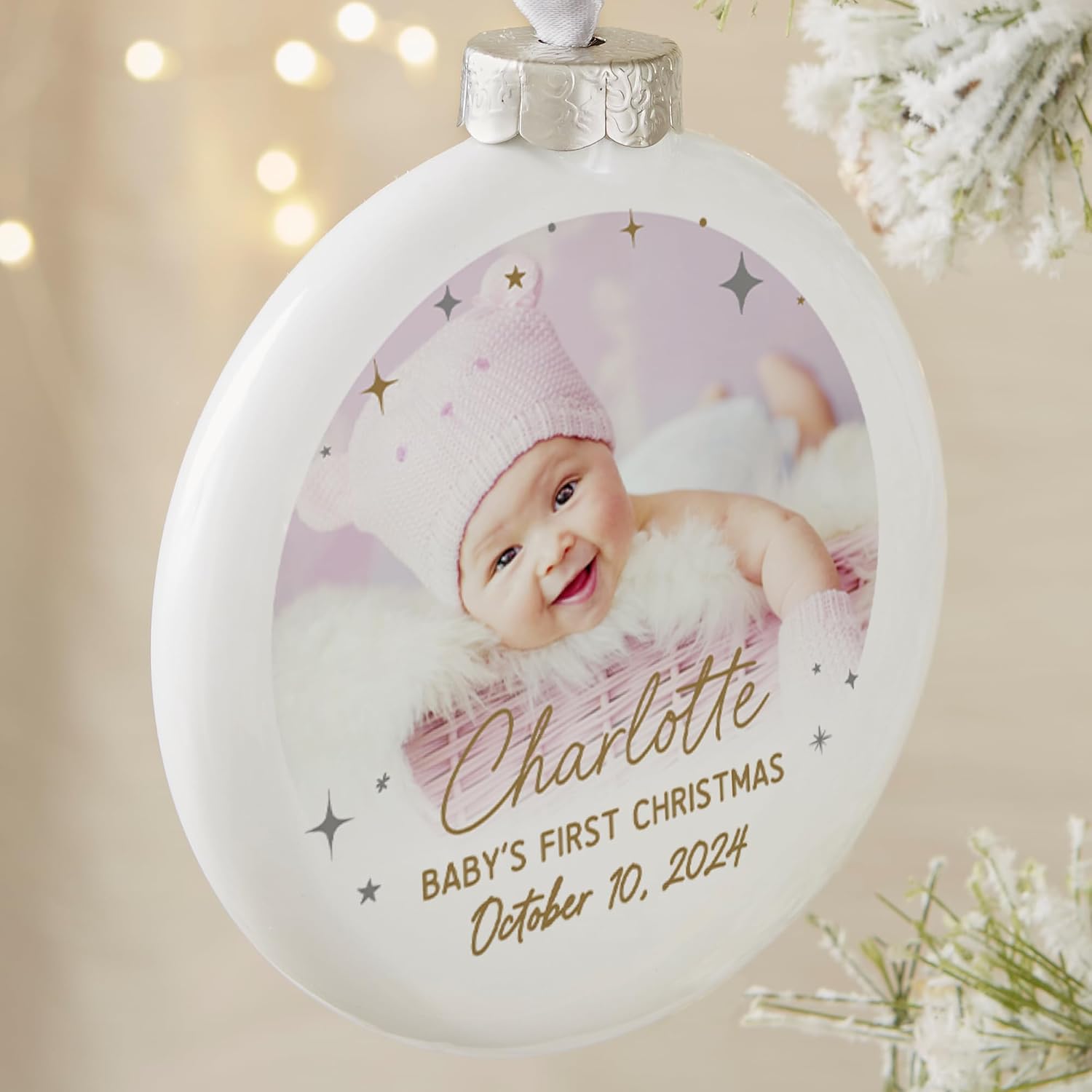 Personalization Universe Starburst Baby's First Christmas Personalized Deluxe Ornament