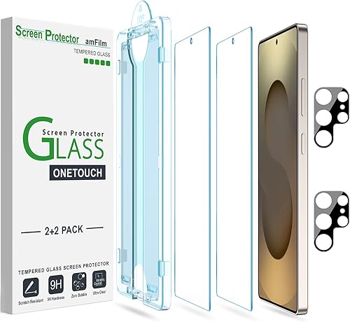 Miniatura 16 de amFilm OneTouch - Protector de pantalla para Samsung Galaxy S22 5G de 6.1 pulgadas, dureza 9H con protector de lente de cámara, más fácil