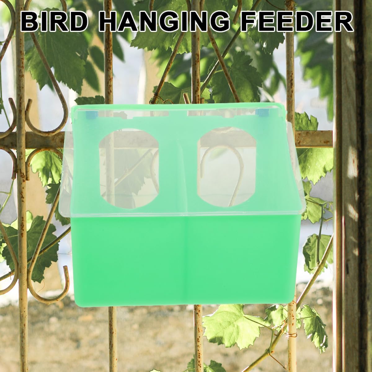 Amosfun 3 Stück Vogelfutterspender zum Aufhängen für Kleine Vögel und Papageien Kunststoff Grün Multi Fach und Spritzschutz Geeignet für Vogelkäfig