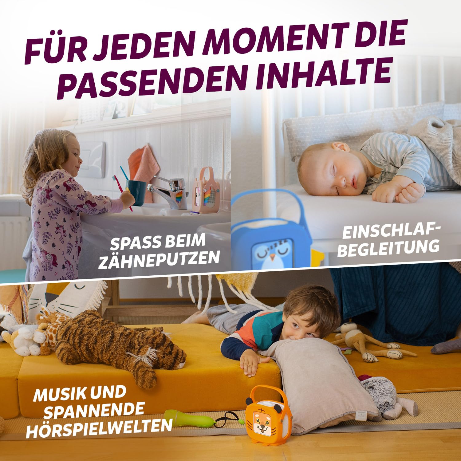 tigermedia tigerbox MINI - Elphi Einhorn | Inkl. 4 Wochen tigertones Zugang | Hörspielbox für kleine Kinder | Mit Offline-Modus, Lautstärkebegrenzung, Kopfhöreranschluss | Kompatibel mit tigercards