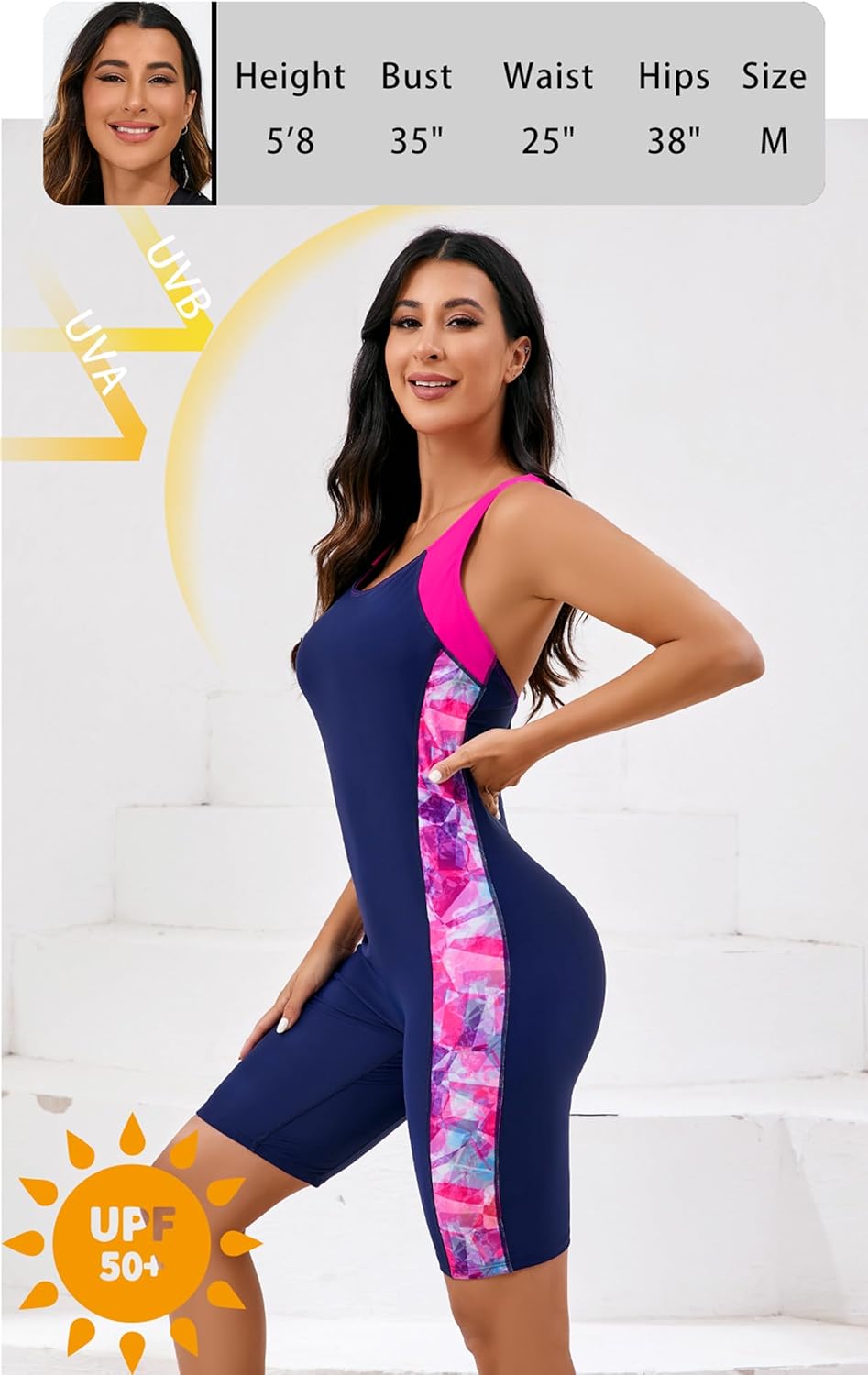 Halcurt Women's Boyleg Racerback Athletic One Piece Swimsuit Modest Knee Lenth Full Coverage Bathing Suit - Image 4