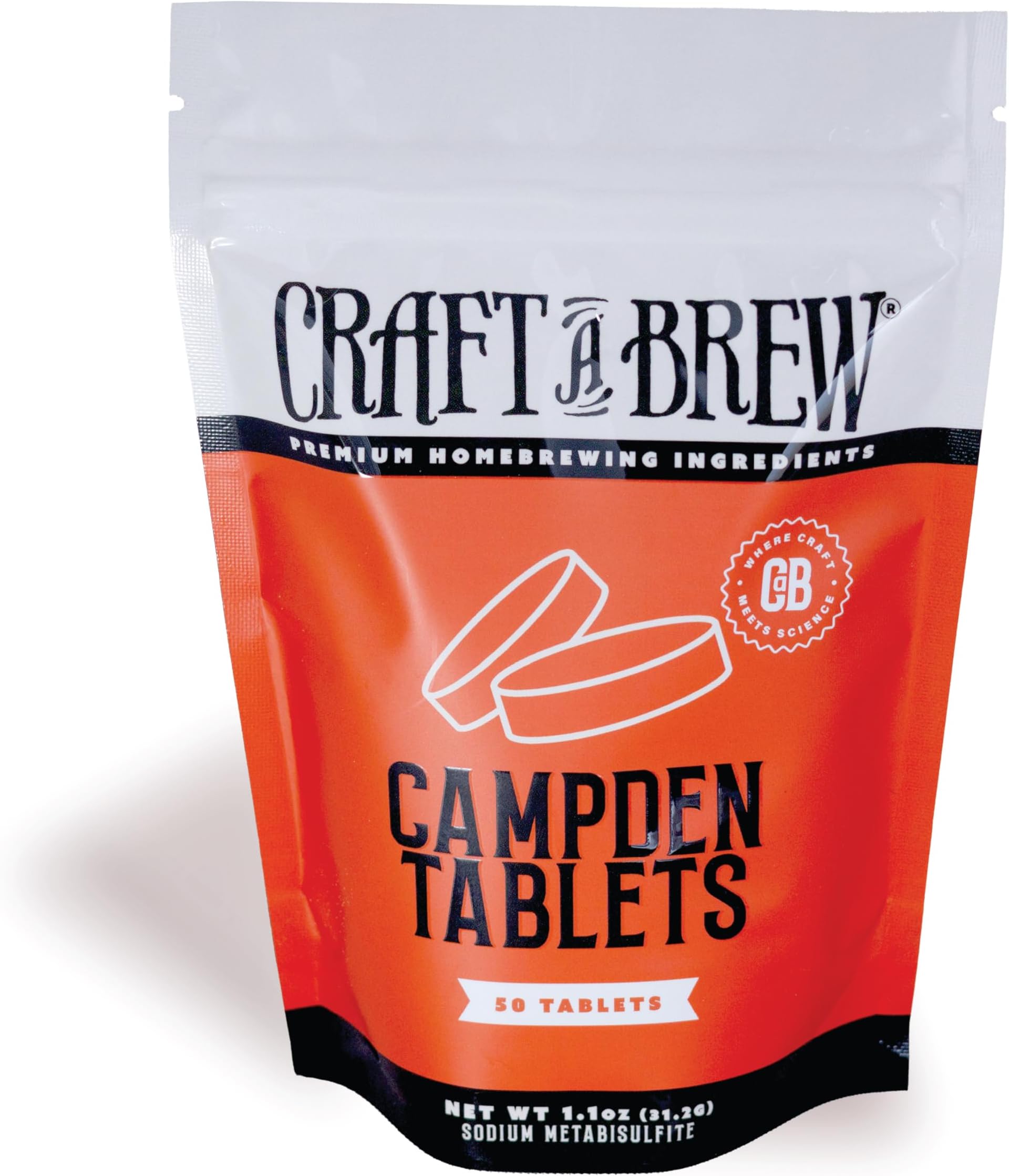 Craft A Brew - Campden Tablets - Sodium Metabisulfite - Sterilant for Winemaking - Ideal for Traditional Grape Wines - Crafting Fruit Wine, Cider - 50 Count