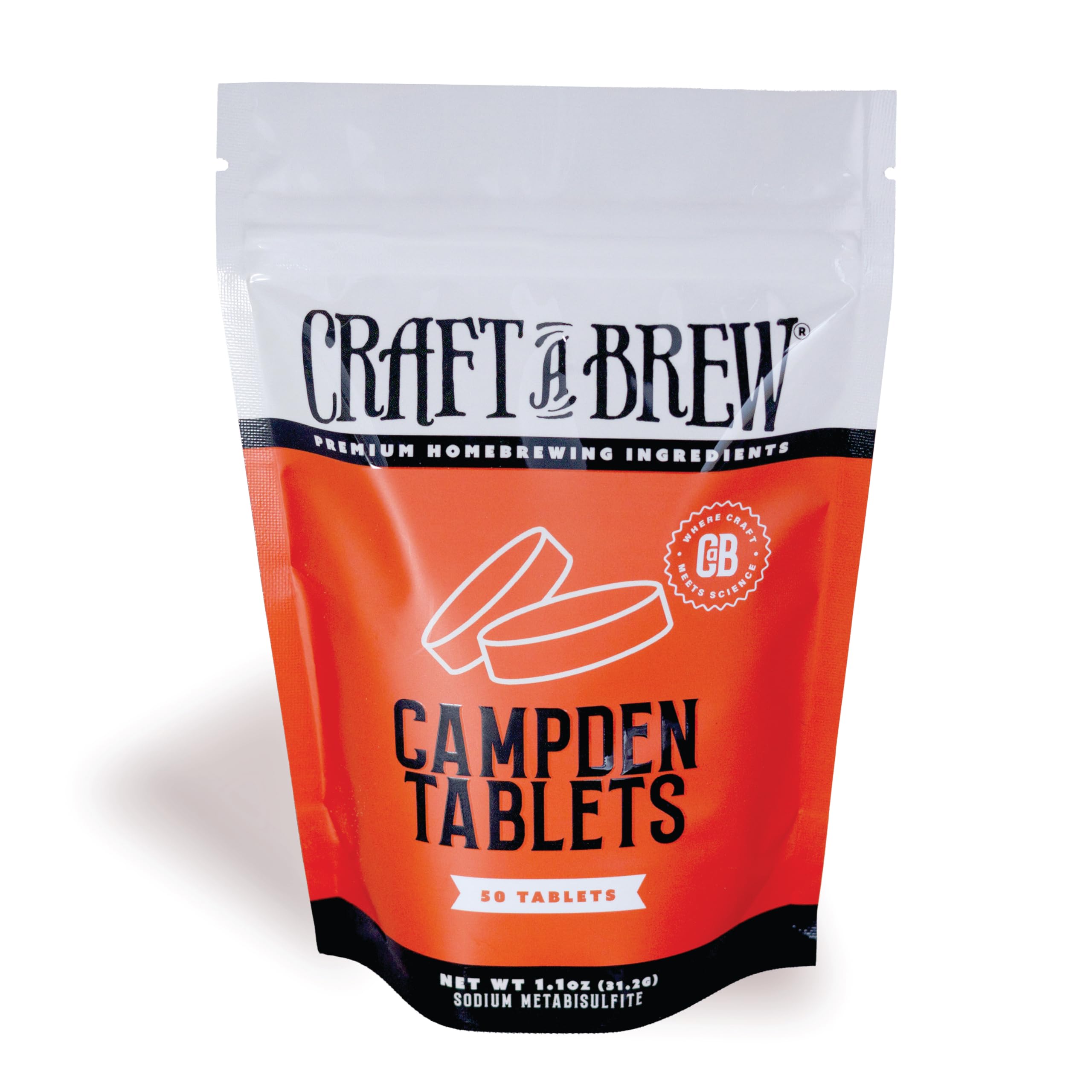 Craft A Brew - Campden Tablets - Sodium Metabisulfite - Sterilant for Winemaking - Ideal for Traditional Grape Wines - Crafting Fruit Wine, Cider - 50 Count