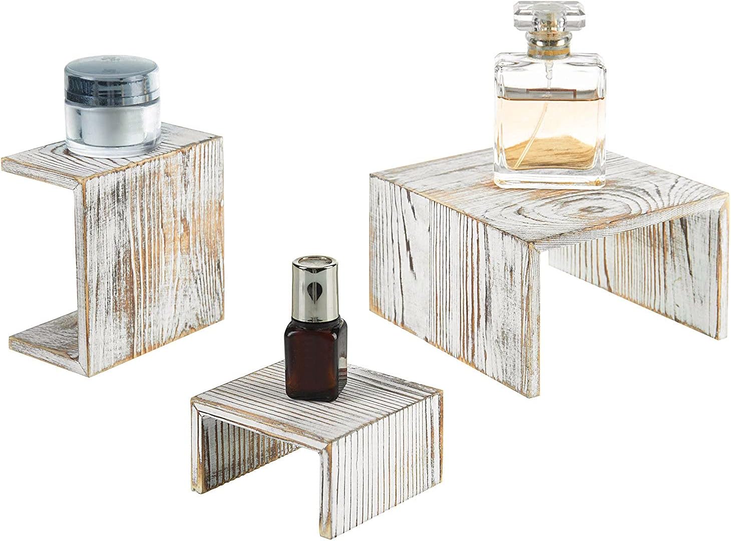 Amazon.com: MyGift Whitewashed Wood Display Risers, Jewelry, Figurines ...