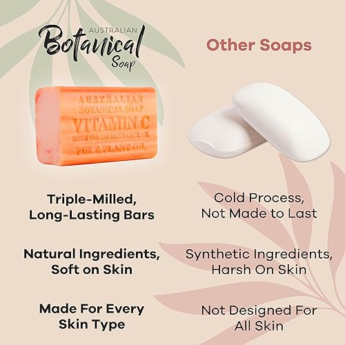 Miniatura 6 de Australian Botanical Soap, Barra de jabón de vitamina C con naranja de valencia de 6.6 onzas (6.60 oz)  Jabón en barra de ingredientes naturales