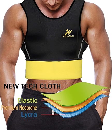 Miniatura 2 de NINGMI Chaleco de neopreno para hombre, chaleco de entrenamiento de cintura de neopreno, chaleco con peso, reductor de cintura, traje de sauna,