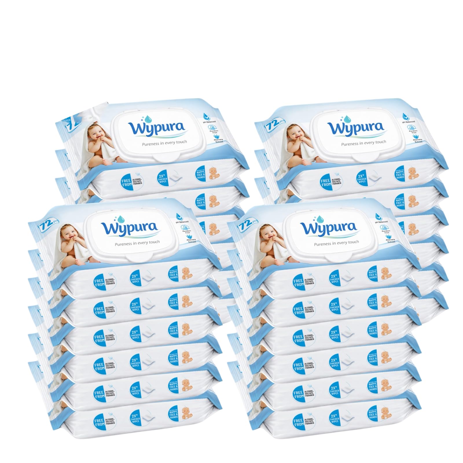 Paraben Free Baby Wet Wipes Bulk Pack | 72 Wipes x 24 | Ultra Soft Thick Cleansing Wipes | Aloe Vera and Vitamin E | Baby Safe, Anti-Rash, pH Balanced-image-43