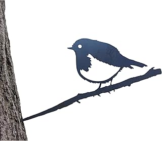 Robin Metal Garden Ornament - Robin on a Branch, Robin Garden Ornament, Bird silhouette, Metal Robin Garden Art, Metal Garden Bird Ornaments, Garden Gifts, garden accessories, garden ornaments outdoor