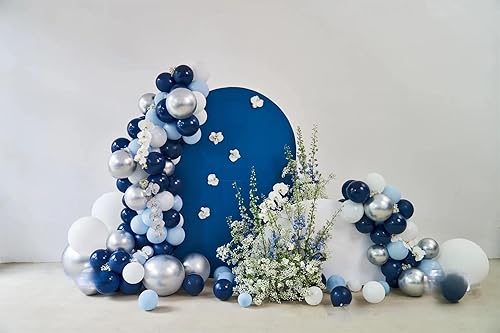 Miniatura 3 de Kit de arco de guirnalda de globos azules y plateados, 146 globos plateados azul rey cromados azul claro para baby shower, cumpleaños, boda,