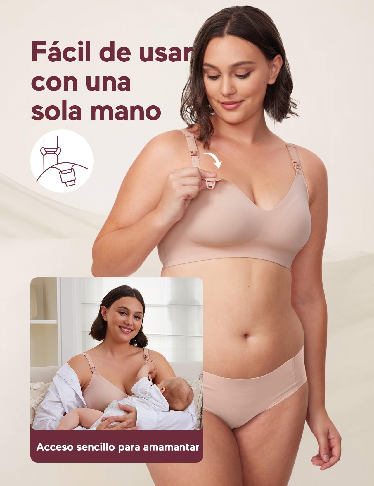 momcozy Sujetador de Lactancia sin Aros, Sujetador cómodo sin Costuras, Acolchado de Forma Natural, Suave para Dormir de Maternidad