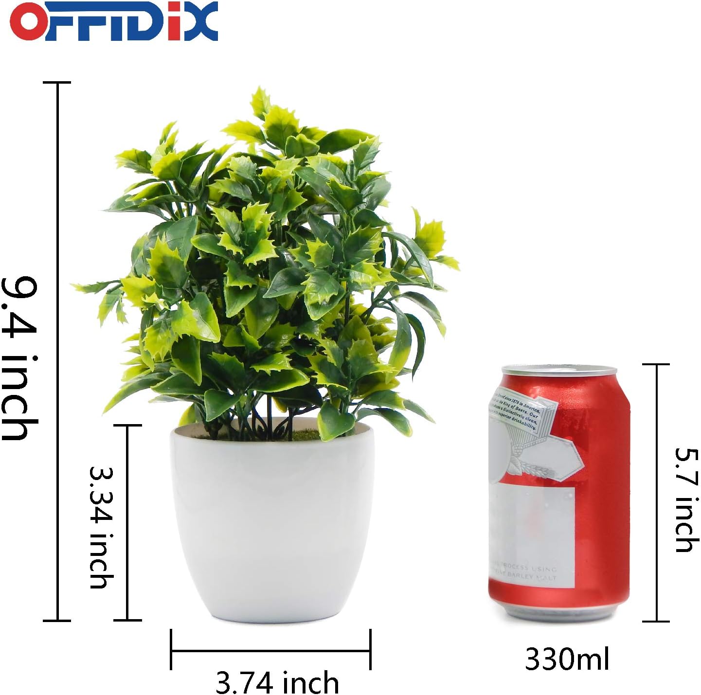 OFFIDIX Artificial Plastic Mini Plants in White Pot,Desk Plant Artificial Flowers with Vase,Small Faux Plastic Plants for Home Kitchen Garden Office Indoor Decor image 2