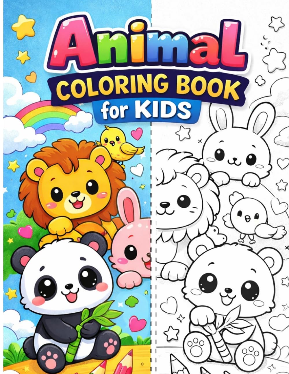 Animal Coloring Book for kids: Cute and Fun Black & White Pages (Little Dreamers Activity Books)