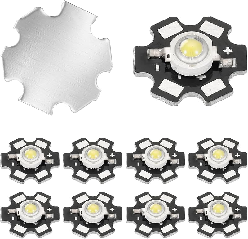 High Power LED Chip with Aluminum Plate White 6000-6500K 1W-10Pcs