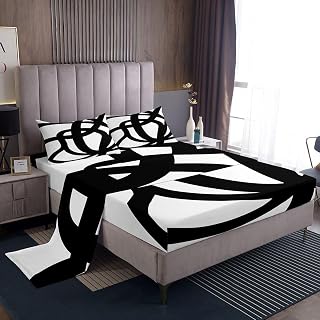 jejeloiu Stripe Line King Sheet Set