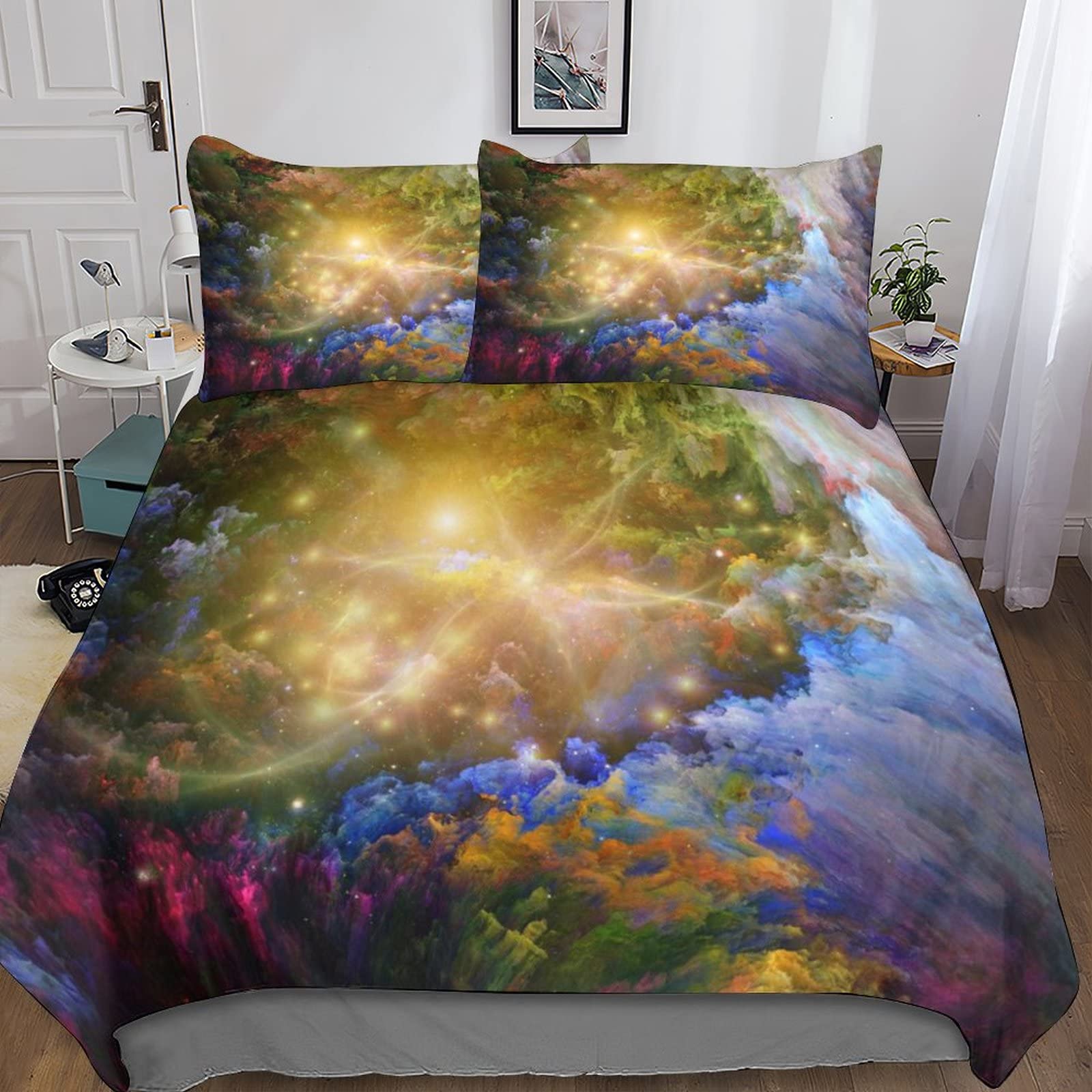 Housse de couette espace 3D 220x240cm avec parure de lit galaxie ado