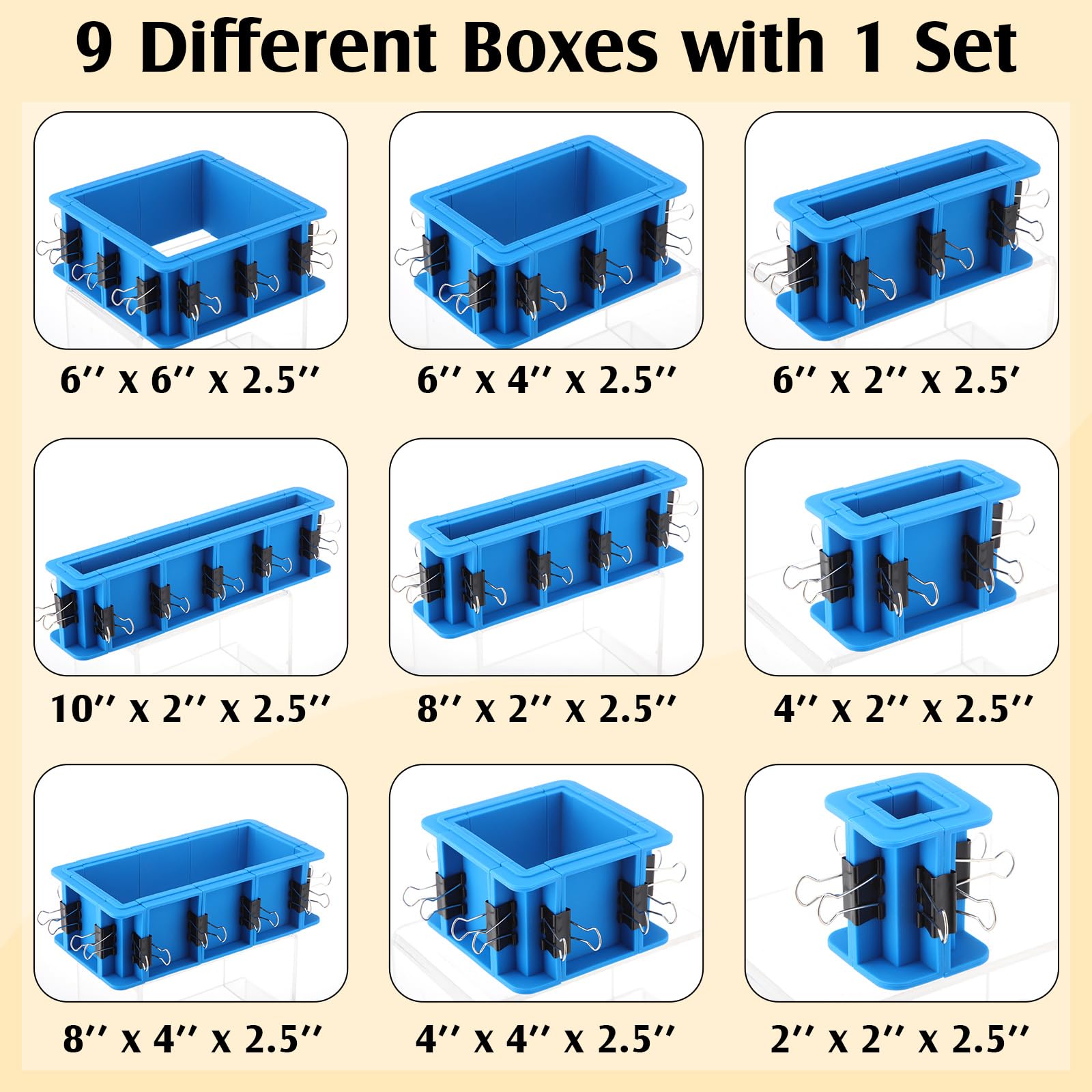 Lineshading Carcasa de molde ajustable para hacer moldes de silicona, kit de carcasa de molde de silicona, combinación gratuita y moldes de jabón escalonables, kit para hacer moldes de silicona,