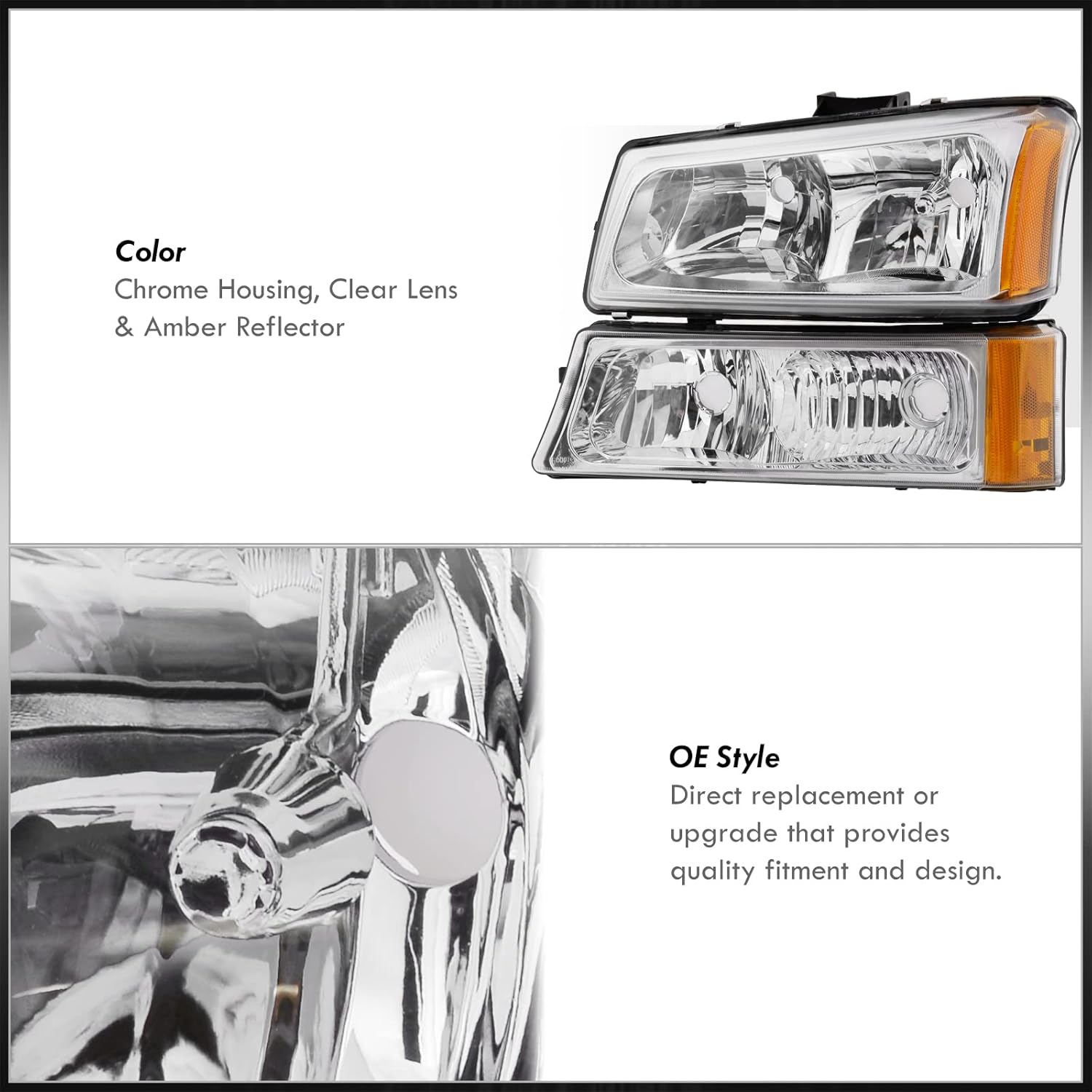 AJP Distributors Factory Style Headlights Head Signal Lights Driving Bumper Lamps Pair Set Upgrade Compatible/Replacement For Silverado 1500 2500HD 3500 Truck 2003 2004 2005 2006 2007 03 04 05 06 07