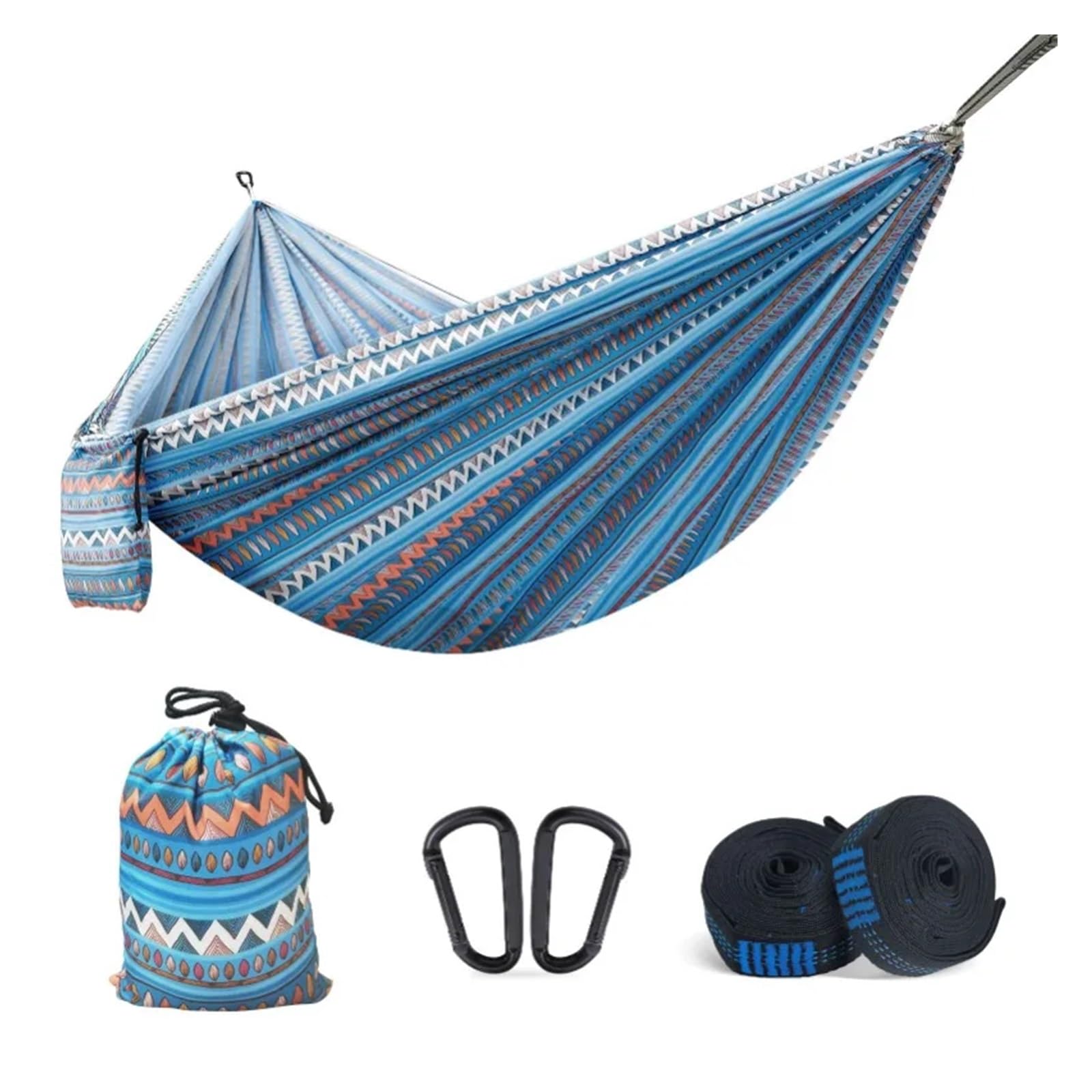 1pcs Outdoor Super Light Camping Hammock Travel Leisure Portable Hammock 260x140cm Parachute Cloth Anti-rollover Hammocks Swing(Blue)