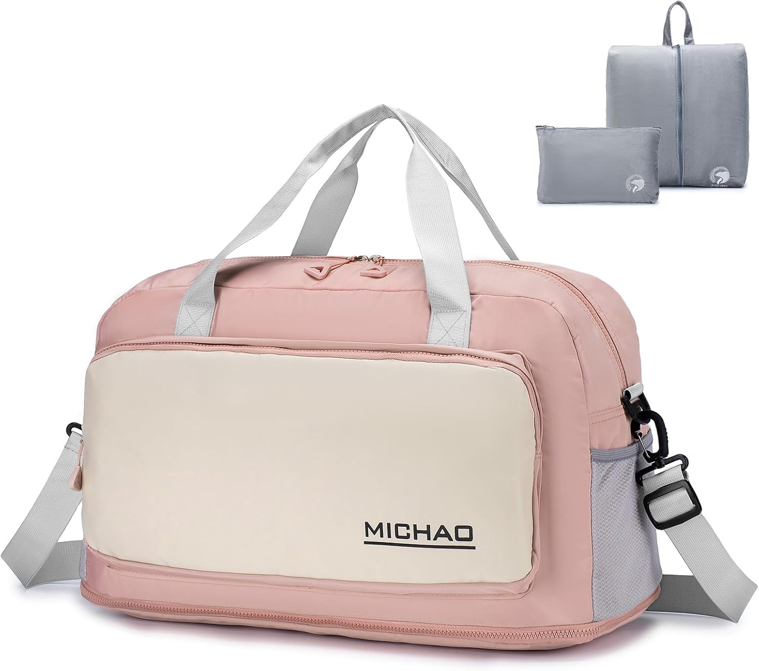 BAGROUPS Bagage Cabine 55x40x23 pour Avion Tui Lufthansa Airways Bagage a Main 50L Grand Sacs de Voyage Imperméable Sac à Dos de Weekend Hommes Femmes pour Pliable Sport, Fitness, Polochon Rose