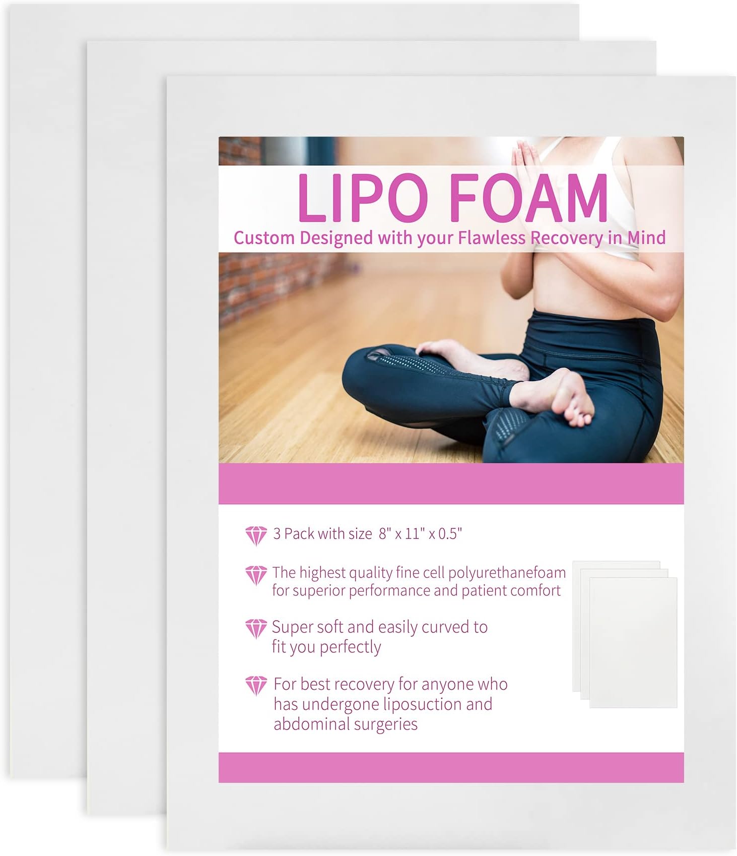 Birllaid Foam Pads For Liposuction, Bbl Foam Plates, Help Using Compression Garments For Abdominoplasty, 3 Pack Liposuction Surgery Foam Sheets For Recup