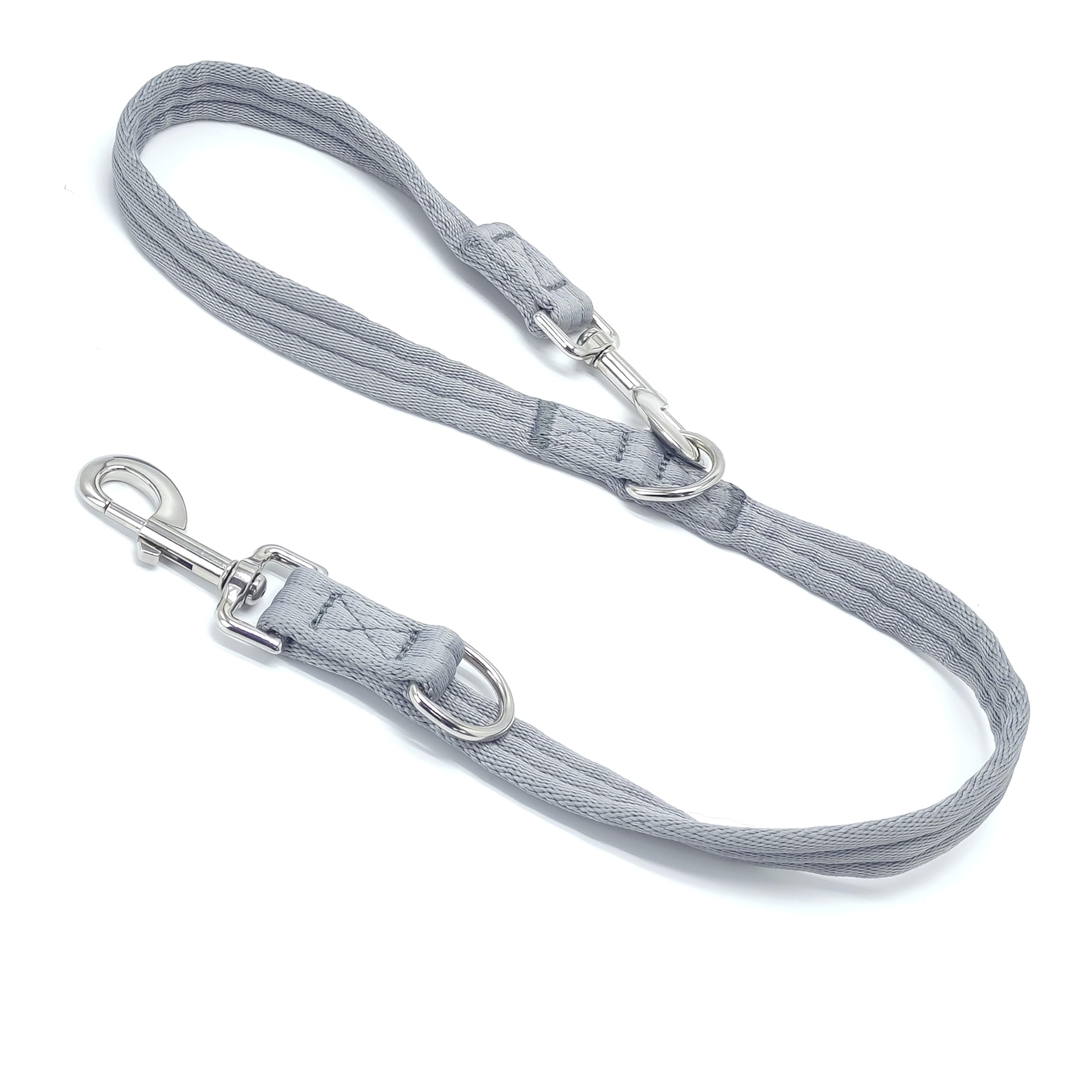 Double Ended Dog Leash,for Obedience Training Easy to Use,Lightweight,Soft for Large and Medium Dogs (Grey, 1M*2.5CM)