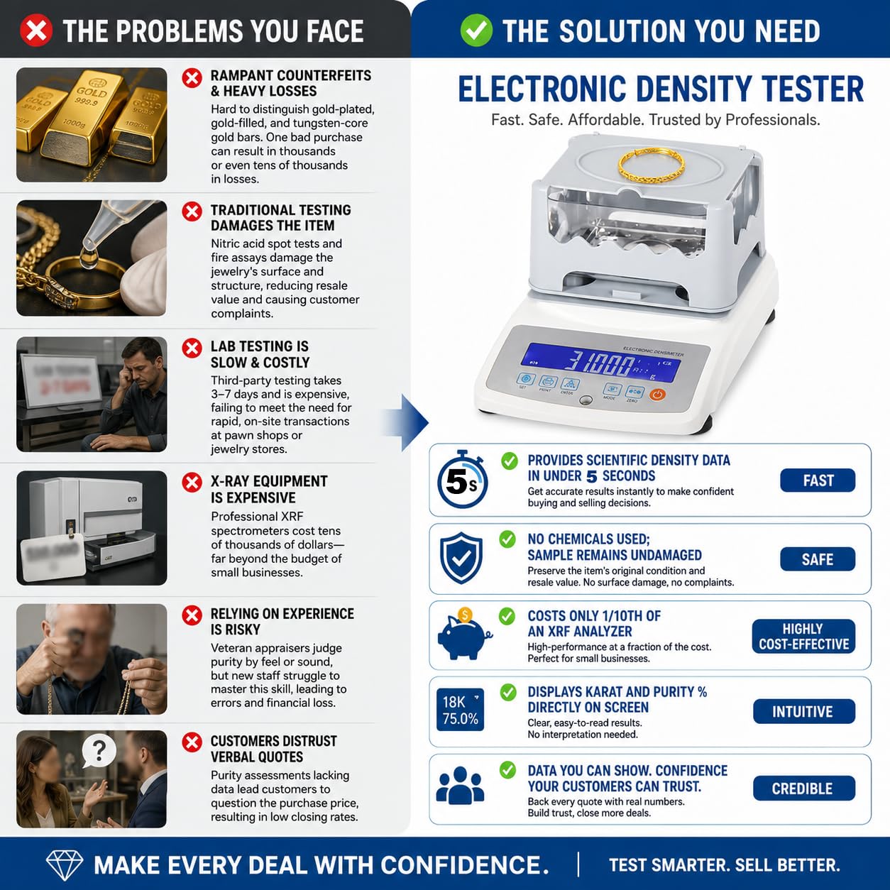 Precyzyjny Tester CzystośCi ZłOta, Miernik GęStośCi Ciał StałYch O Wysokiej DokłAdnośCi, UrząDzenie Pomiaru GęStośCi W/Printer, Prosta ObsłUga, Do Lombardy 1200A