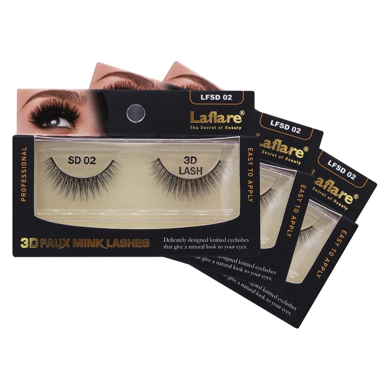 Laflare Silk Lashes 3D FAUX MINK Eyelashes Light Reusable Handmade Natural Looking Professional Easy to Apply Eyelashes in