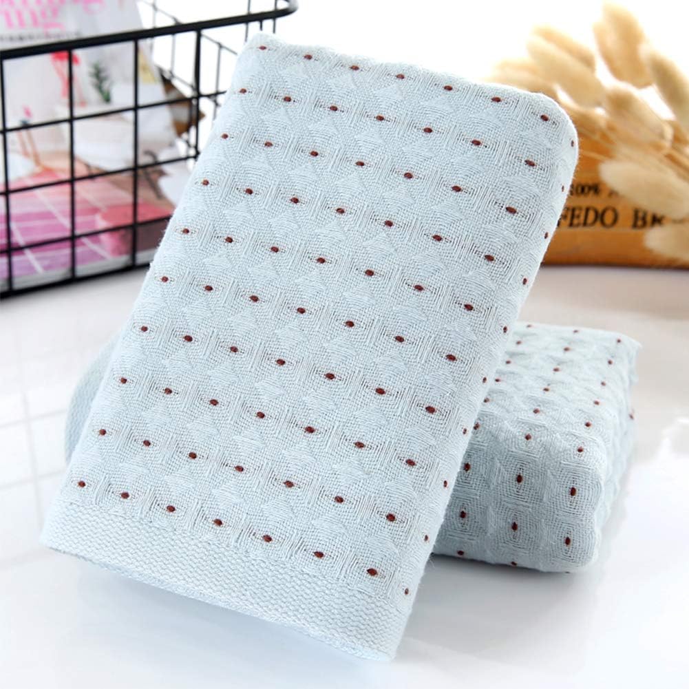 Pidada Hand Towels Set of 2 Diamond Plaid Pattern 100% Cotton Absorbent Soft Decorative Towel for Bathroom 13.8 x 29.5 Inch (Blue)