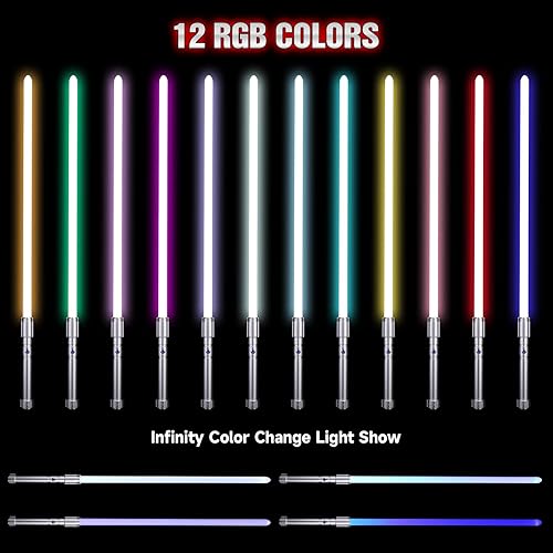 Miniatura 6 de Sable de luz con control de movimiento, sables de luz de duelo pesados, oscilación suave, 12 colores RGB, 16 fuentes, sable oscuro, sables de luz