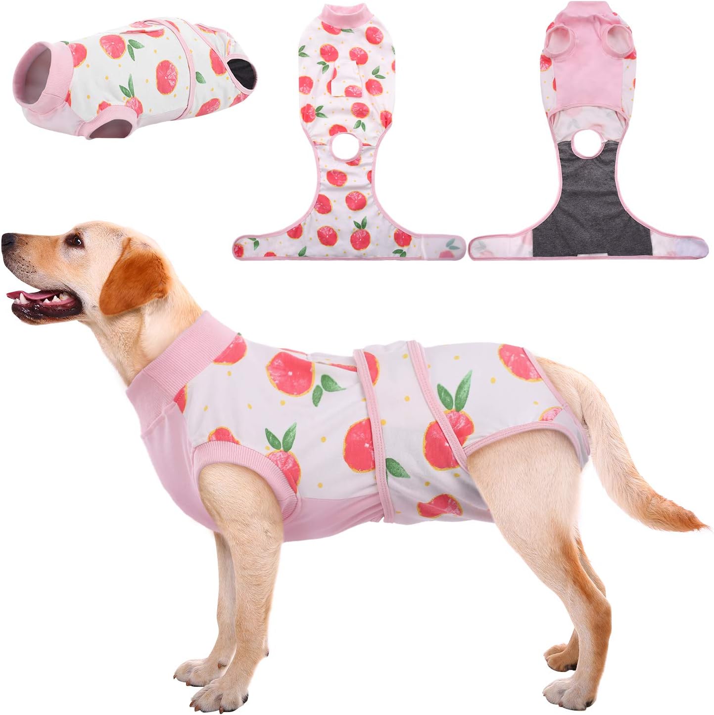 Kuoser Traje de Recuperación para Perros/Gatos, Vendajes para Heridas Abdominales para Perros, Collar Electrónico y Cono Sustitutos para Evitar Lamidas