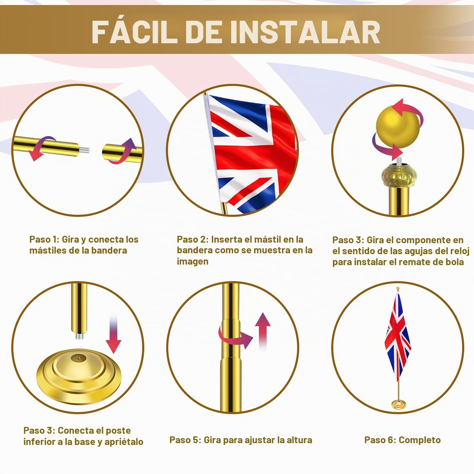 Kit de mástil de bandera para interiores con base pesada y gruesa, altura de 200 cm a 252 cm, mástil de bandera comercial de acero inoxidable para oficina, escuela, ayuntamiento, asta de bandera
