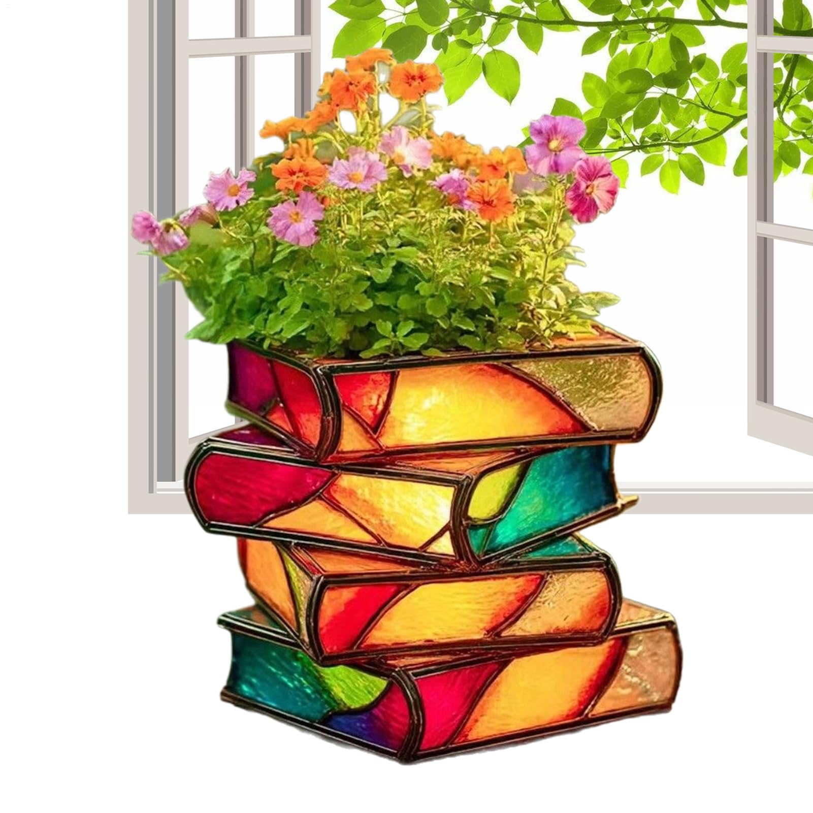 Jarrón decorativo de flores para escritorio de amantes de lectura en interior