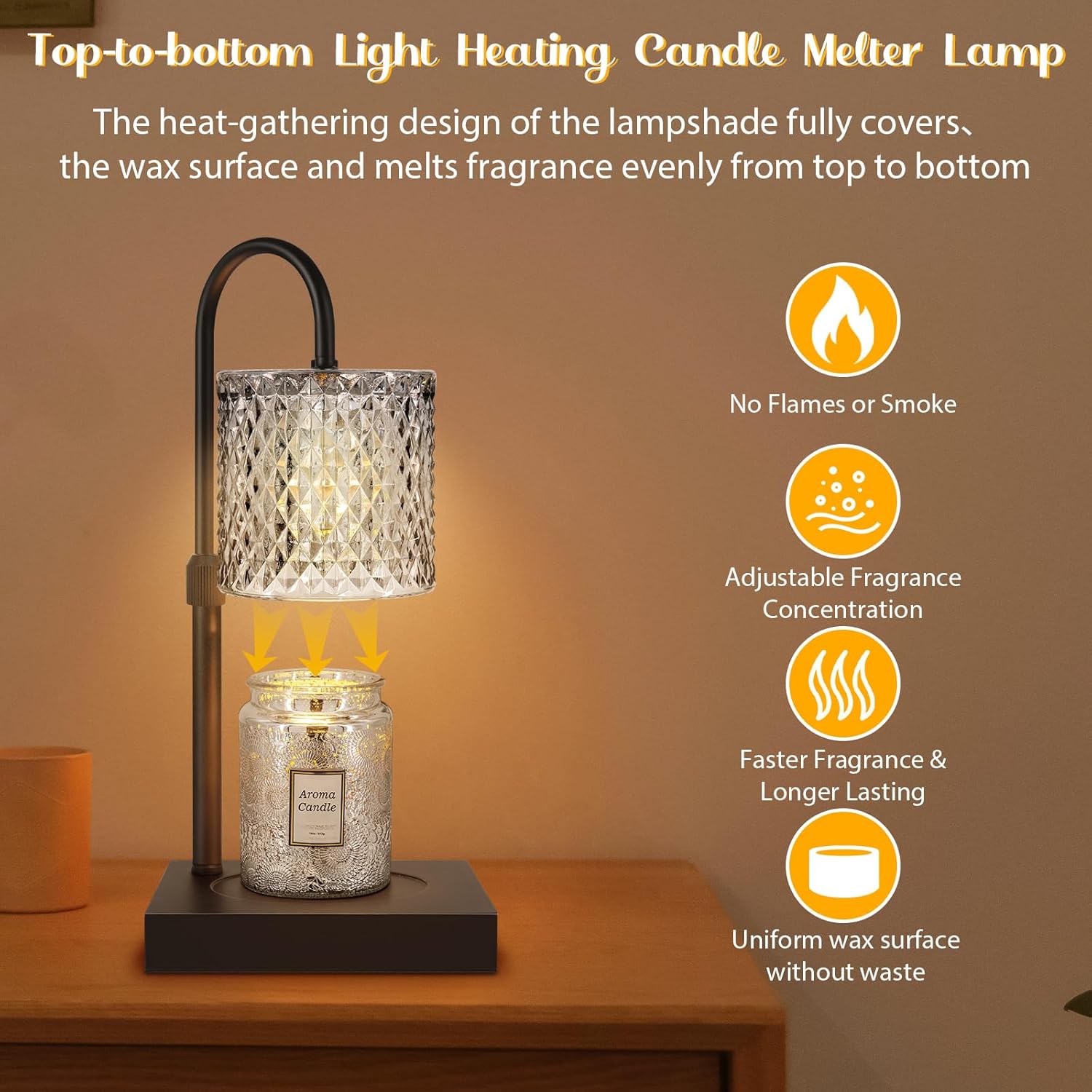 Candle Warmer Lamp, Adjustable Candle Lamp Warmer with Timer, Mothers Day Gifts for Mom, Home Decor Dimmable Wax Warmer Lamp for Scented Wax, Black