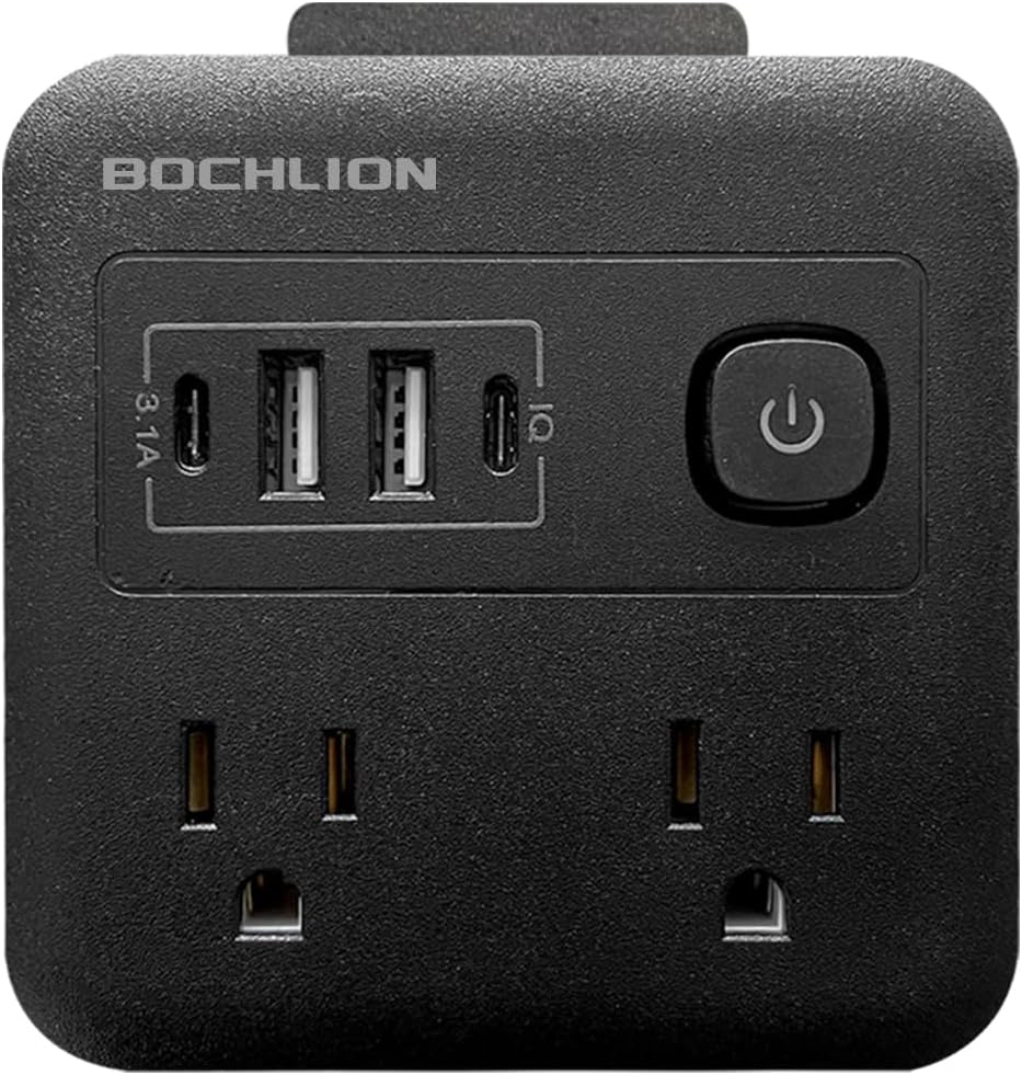 Multi Plug Outlet Extender with USB - Surge Protector Splitter 4 USB Wall Charger - Multi Plug Outlet Splitter, Widely Spaced Outlet for Travel, Home, College Dorm Room (Black)