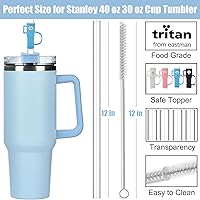 Vista 2 de ALINK Paquete de 4 popotes de repuesto y cubiertas para popotes Stanley de 40 onzas y 30 onzas, popotes transparentes de plástico reutilizables
