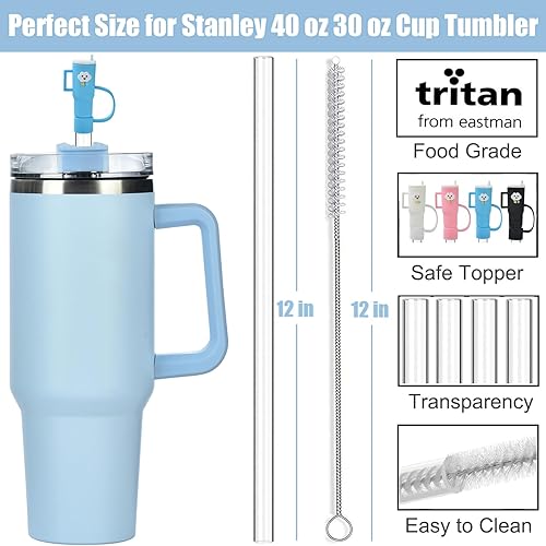 Miniatura 2 de ALINK Paquete de 4 popotes de repuesto y cubiertas para popotes Stanley de 40 onzas y 30 onzas, popotes transparentes de plástico reutilizables de