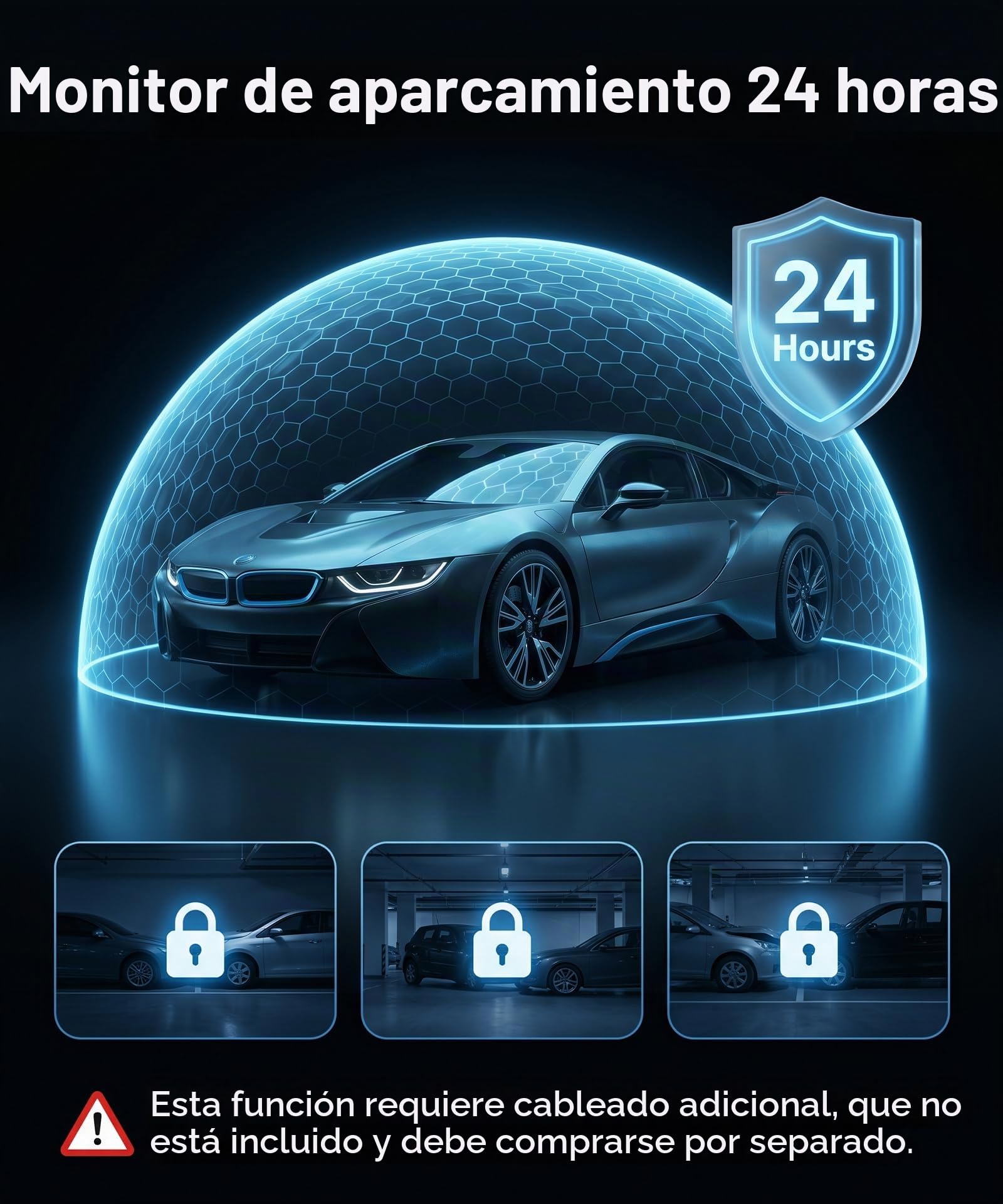Rimoody 360° 4 Canales Dashcam para Coche, 4 1080P Delantera y Trasera Izquierda Derecha, 3.16 Pulgadas Dash CAM 1080P con Visión Nocturna IR/Vídeo en Bucle/24H Monitor/Asistencia de Estacionamiento