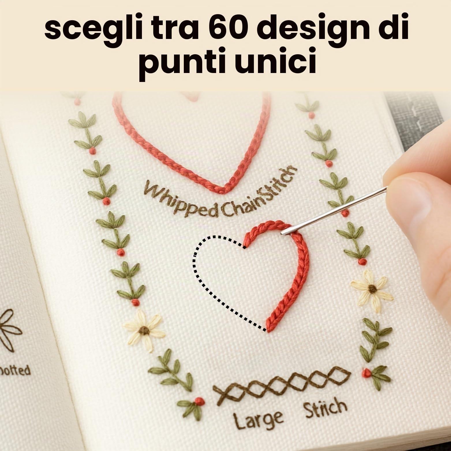 embroom embroidery stitch book libro ricamo con kit strumenti punti ricamo fai da te per principianti e appassionati include ago filo forbici guida passo passo