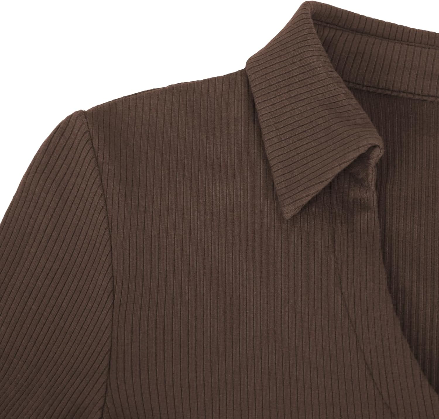 BAISHENGGT Womens Polo Shirts Long Sleeve Business Casual Basic Tops V Neck Ribbed Knit Sweater Slim Fitted Work Blouses - Image 5