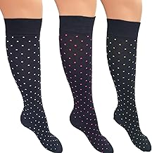 Infinity 6 Pairs Women's Long Socks with Polka Dots Pattern in Warm Cotton 100% Soft Stretch Quality