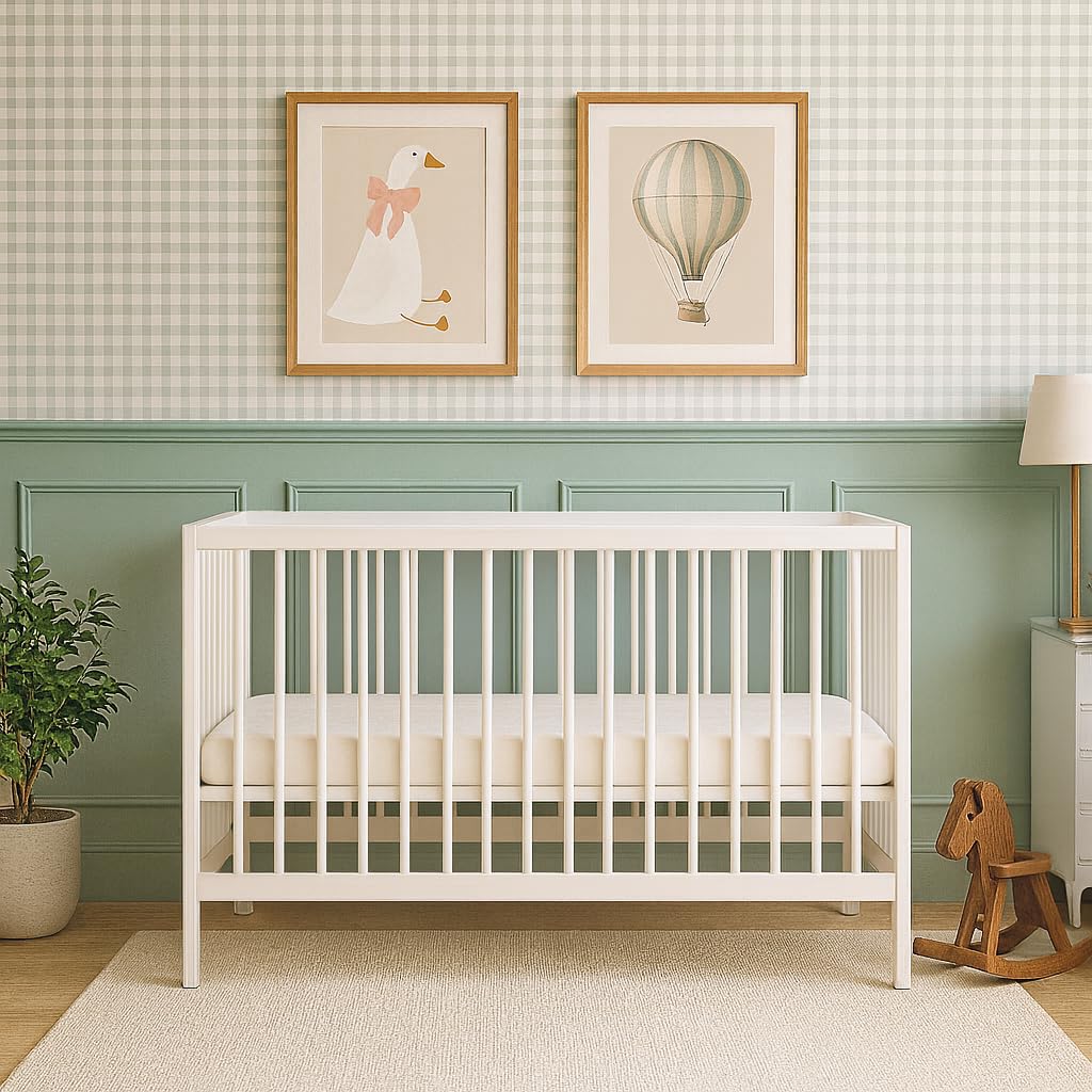 Mokee Mini Lit Bébé Evolutif - Lit Bébé Convertible 100% en Bois Massif - Berceau Transformable en Lit Enfant - Sommier à Lattes - Lit à Barreaux