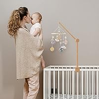 Vista 2 de let's make Brazo móvil para cuna de bebé, soporte de madera para cuna de bebé, altura ajustable para colgar cuna de bebé, accesorio para decoración